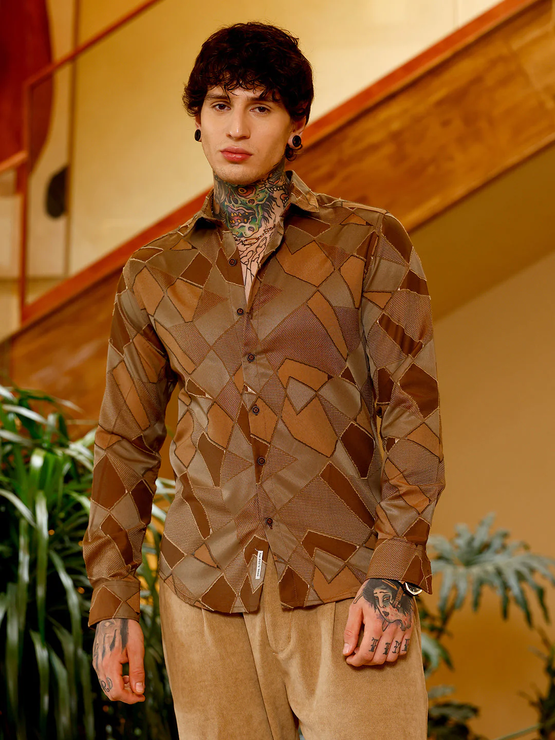 Block-Geometric Jacquard Shirt - Image 2