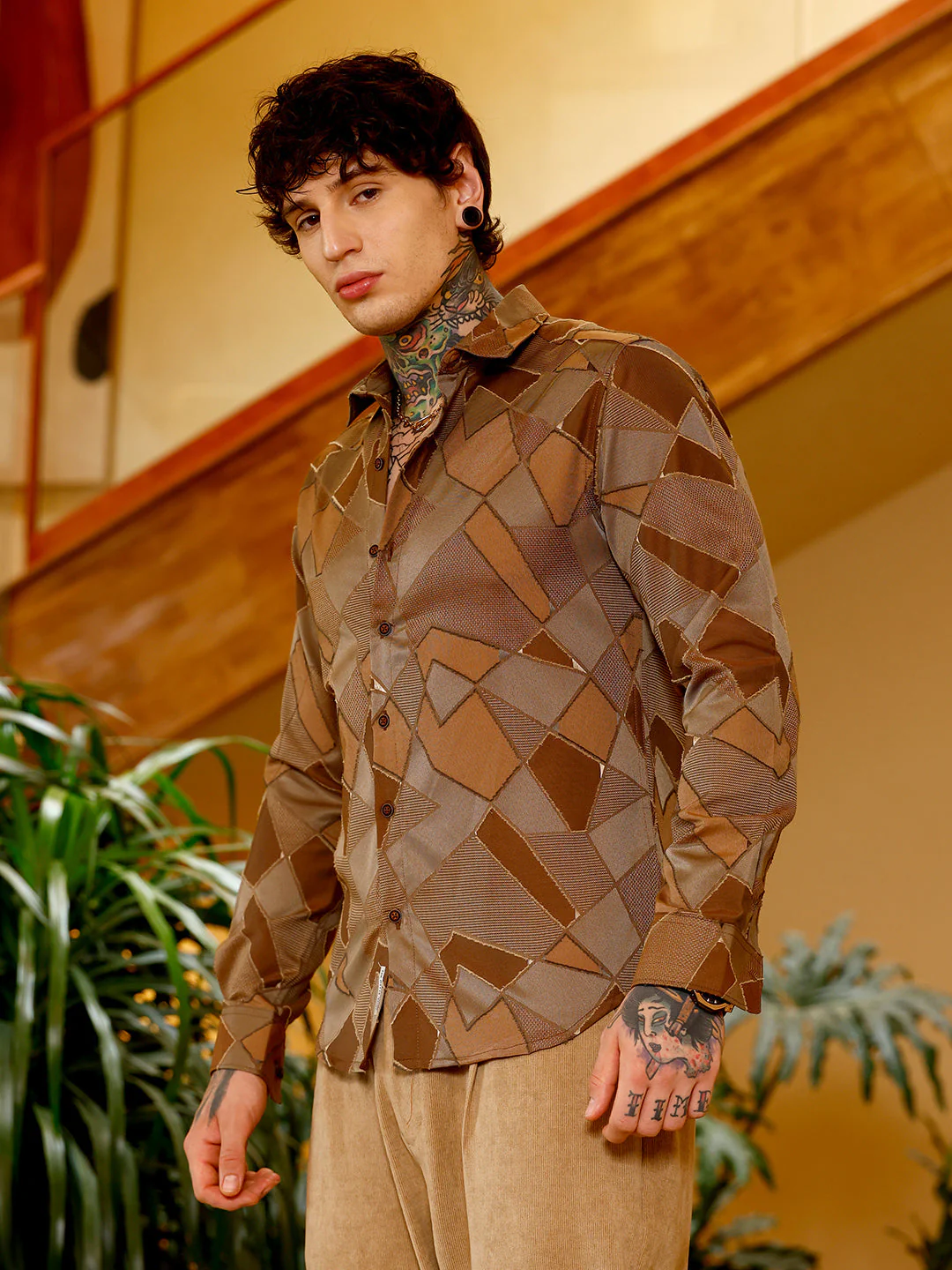 Block-Geometric Jacquard Shirt - Image 3