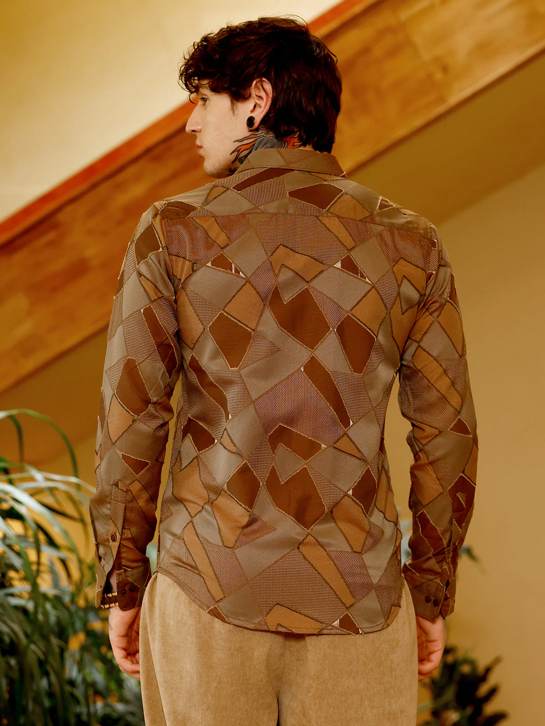 Block-Geometric Jacquard Shirt - Image 4