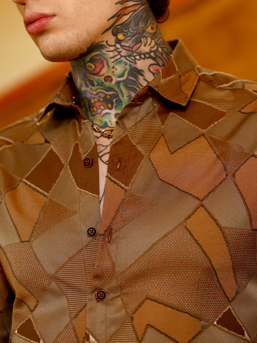 Block-Geometric Jacquard Shirt - Image 7