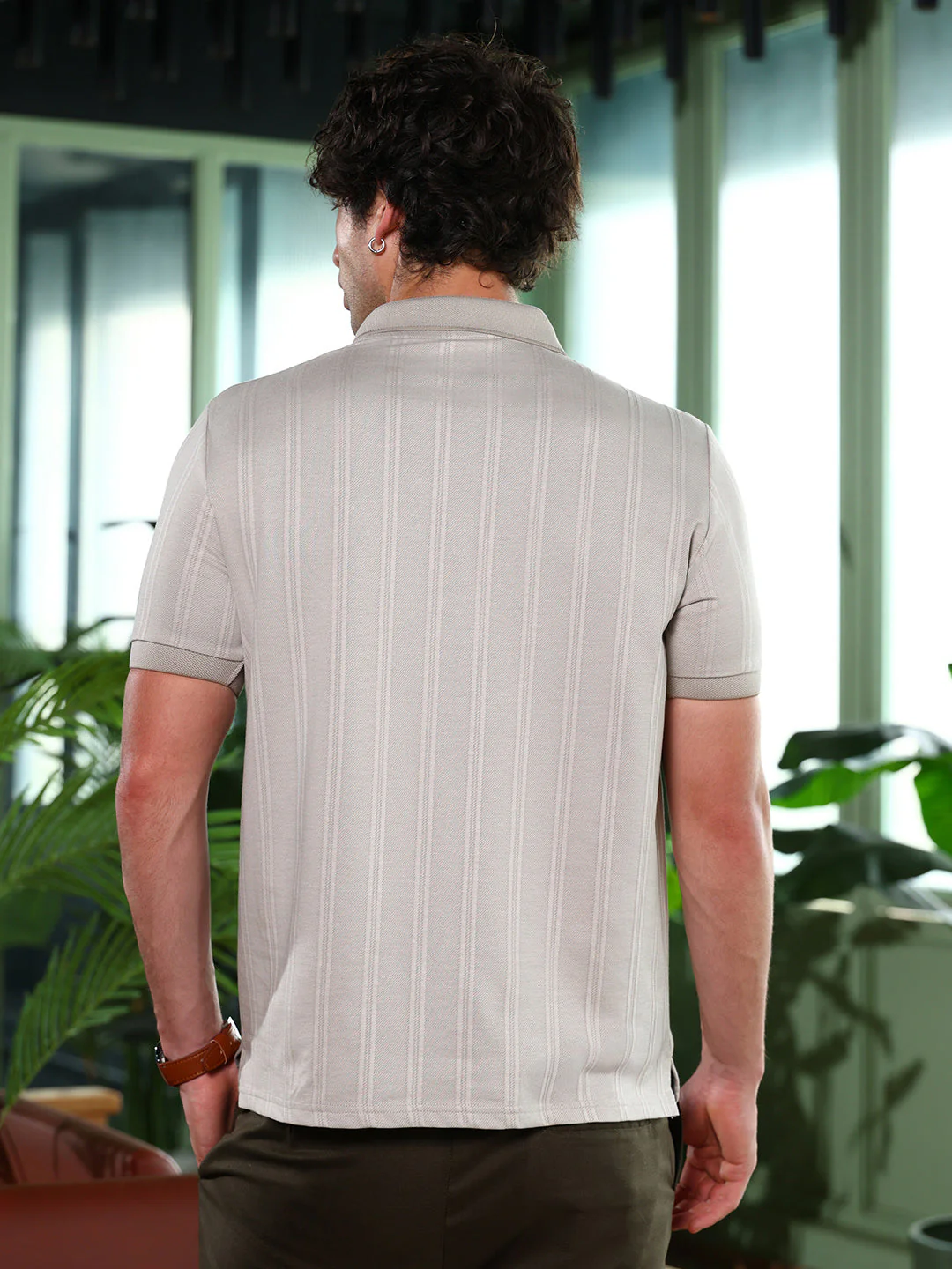 Chalk-Striped Polo T-Shirt - Image 4