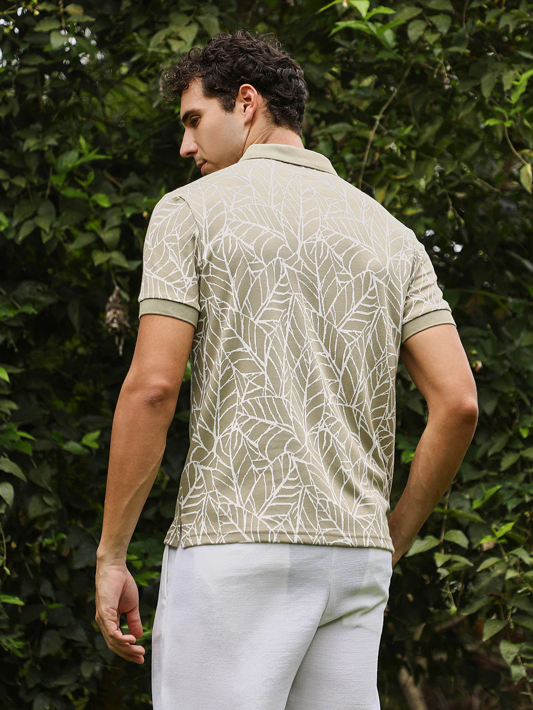 Foliage-Jacquard Polo T-Shirt - Image 4