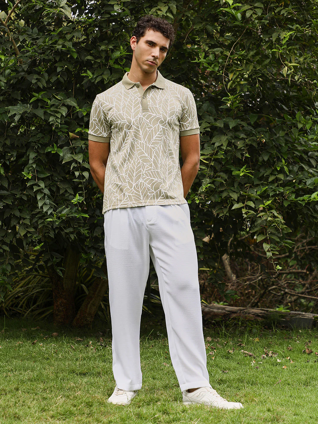 Foliage-Jacquard Polo T-Shirt - Image 5