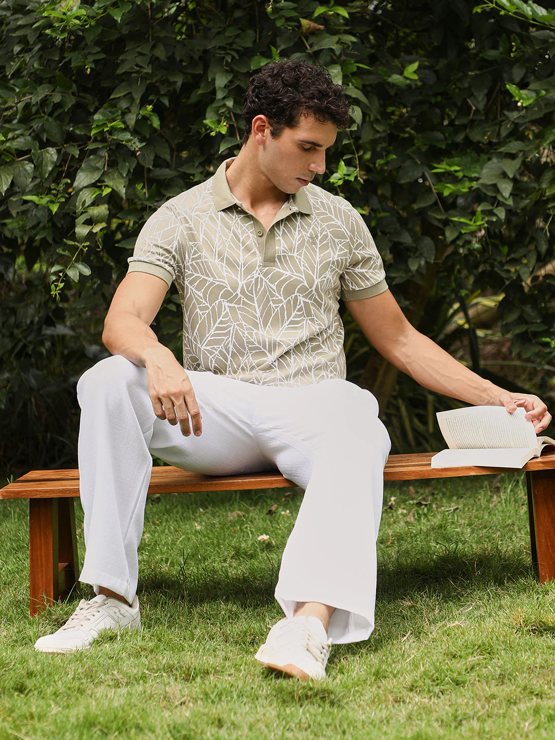 Foliage-Jacquard Polo T-Shirt - Image 6