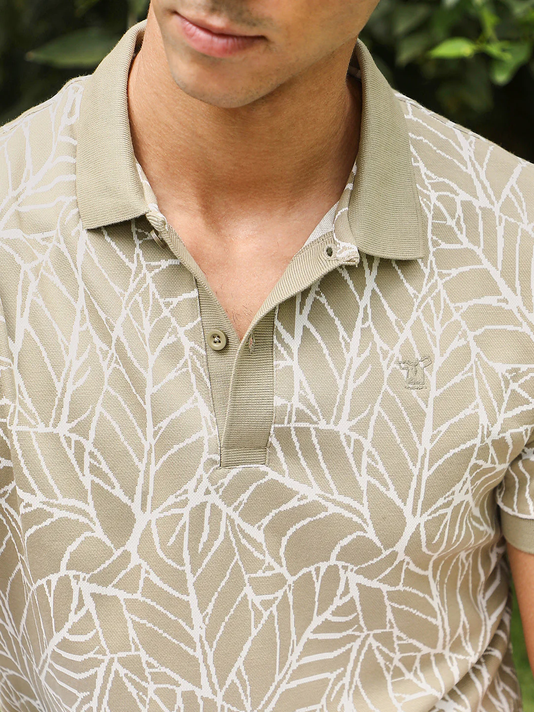 Foliage-Jacquard Polo T-Shirt - Image 7