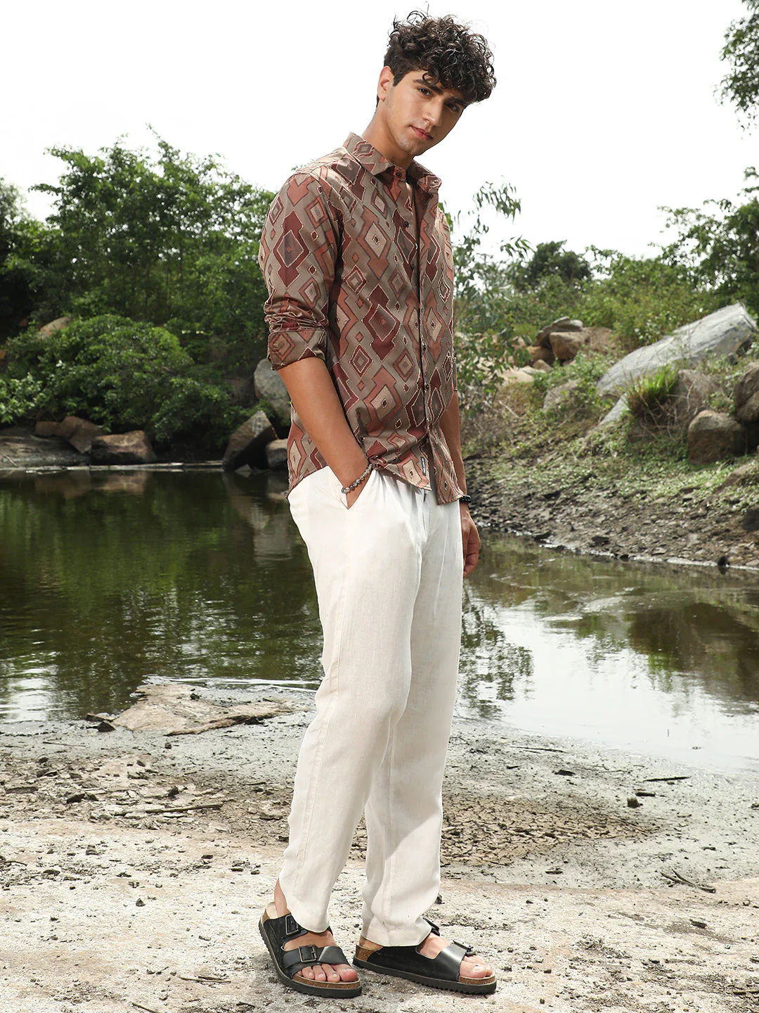 Indie-Folk Geometric Jacquard Shirt - Image 5