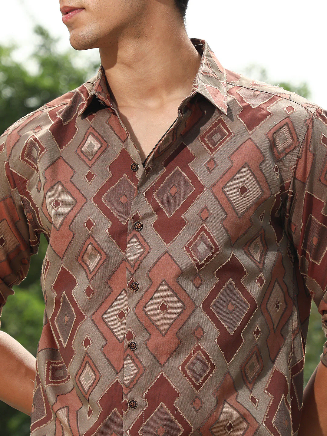 Indie-Folk Geometric Jacquard Shirt - Image 7