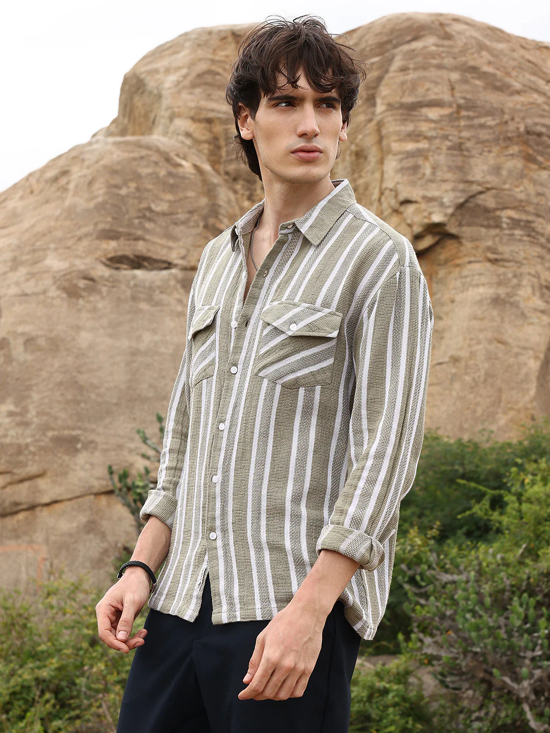Utility Halo-Stripe Oversized Shirt - Image 3