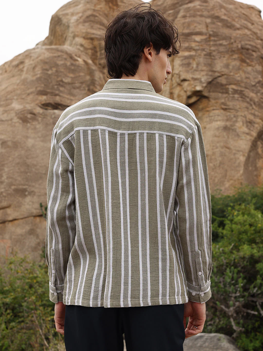 Utility Halo-Stripe Oversized Shirt - Image 4