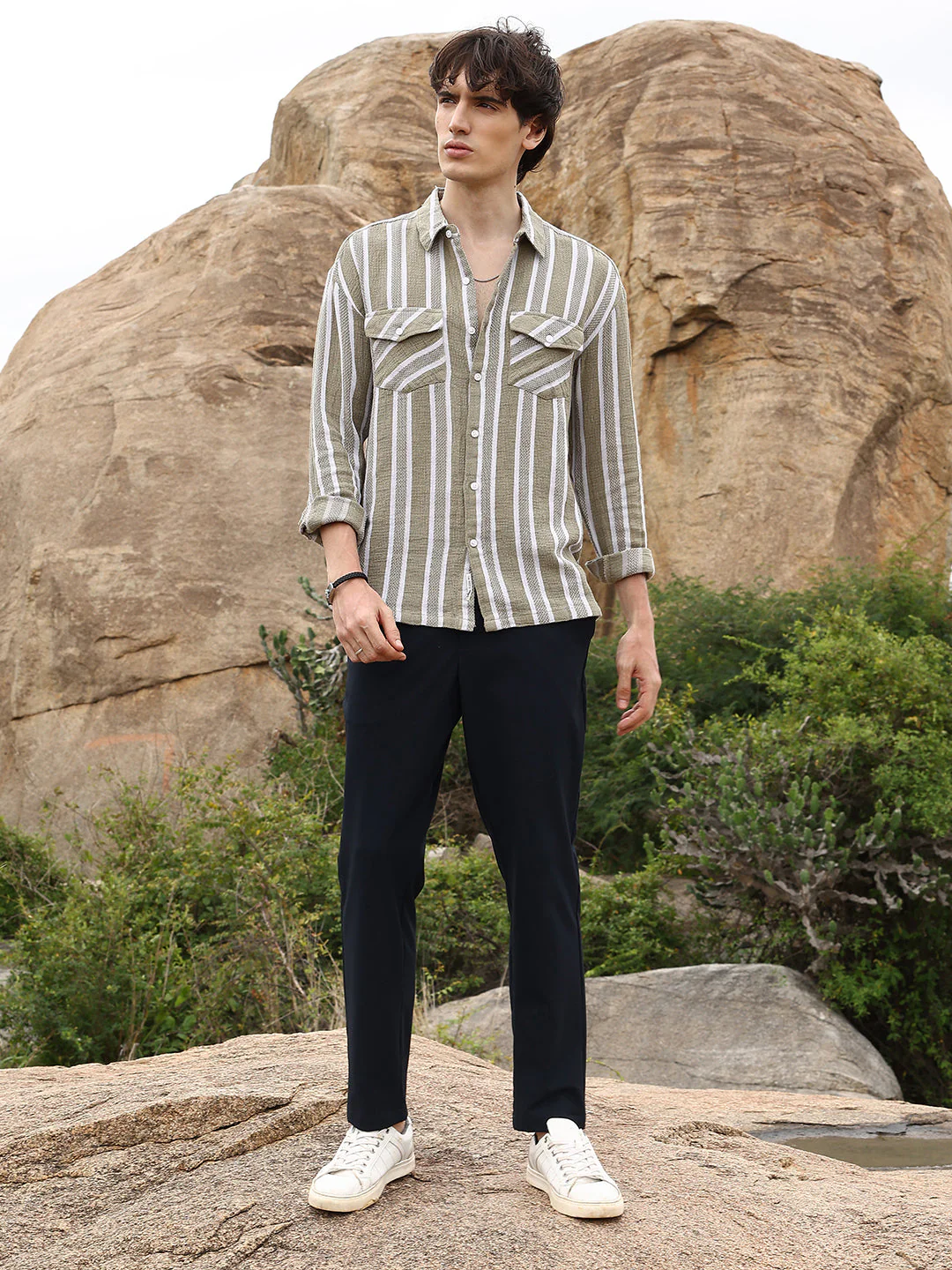 Utility Halo-Stripe Oversized Shirt - Image 5