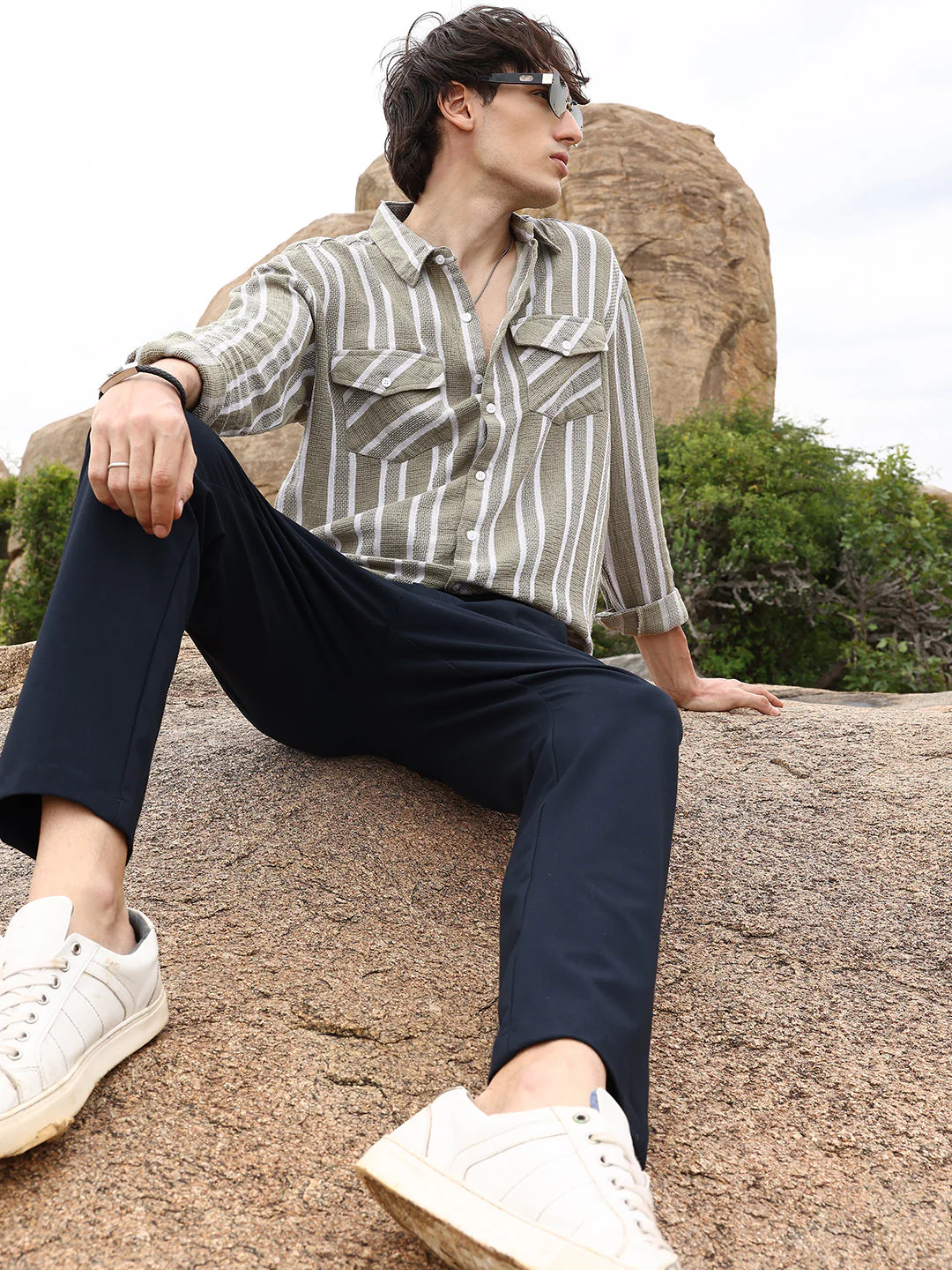 Utility Halo-Stripe Oversized Shirt - Image 6
