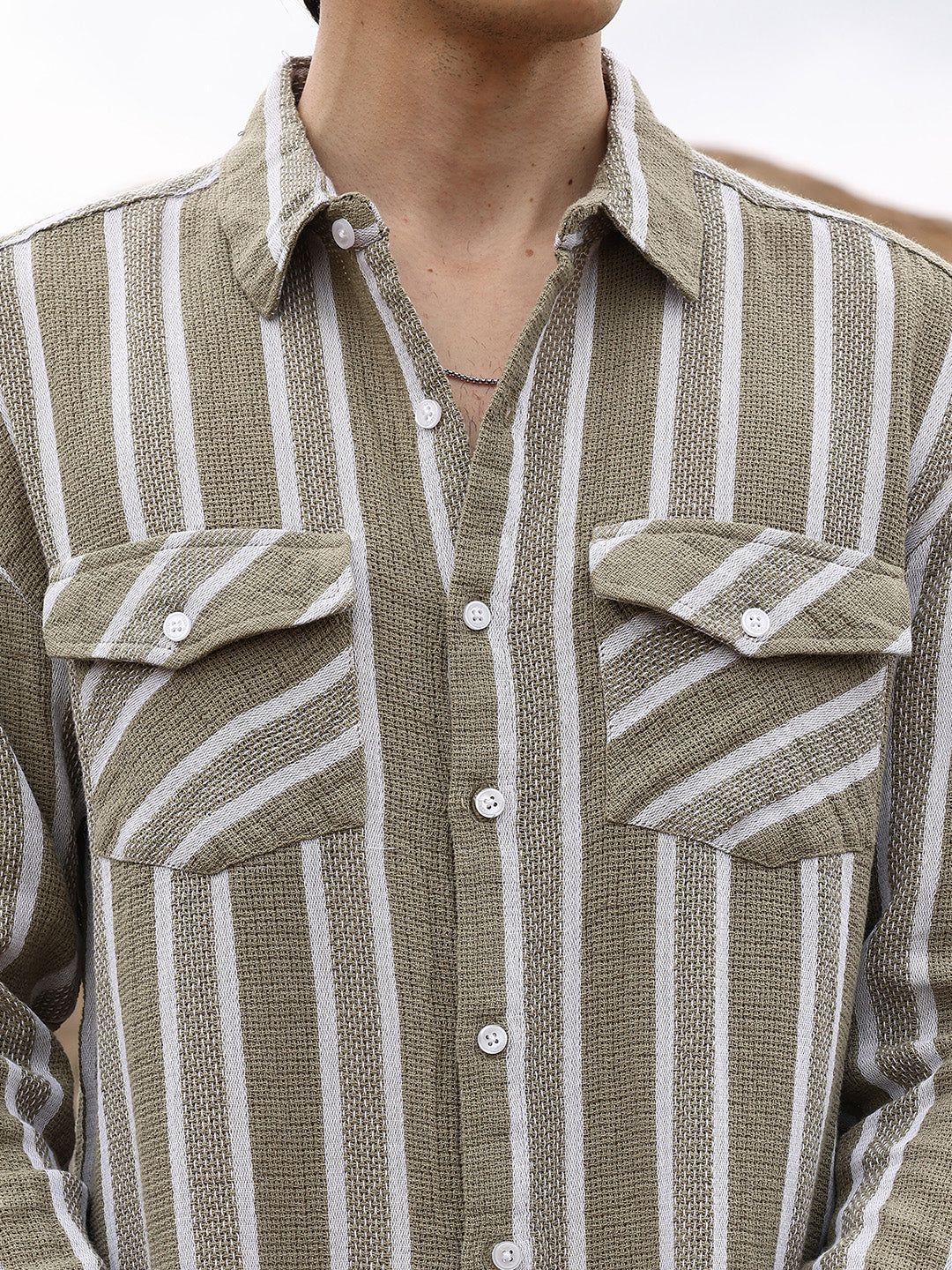 Utility Halo-Stripe Oversized Shirt - Image 7