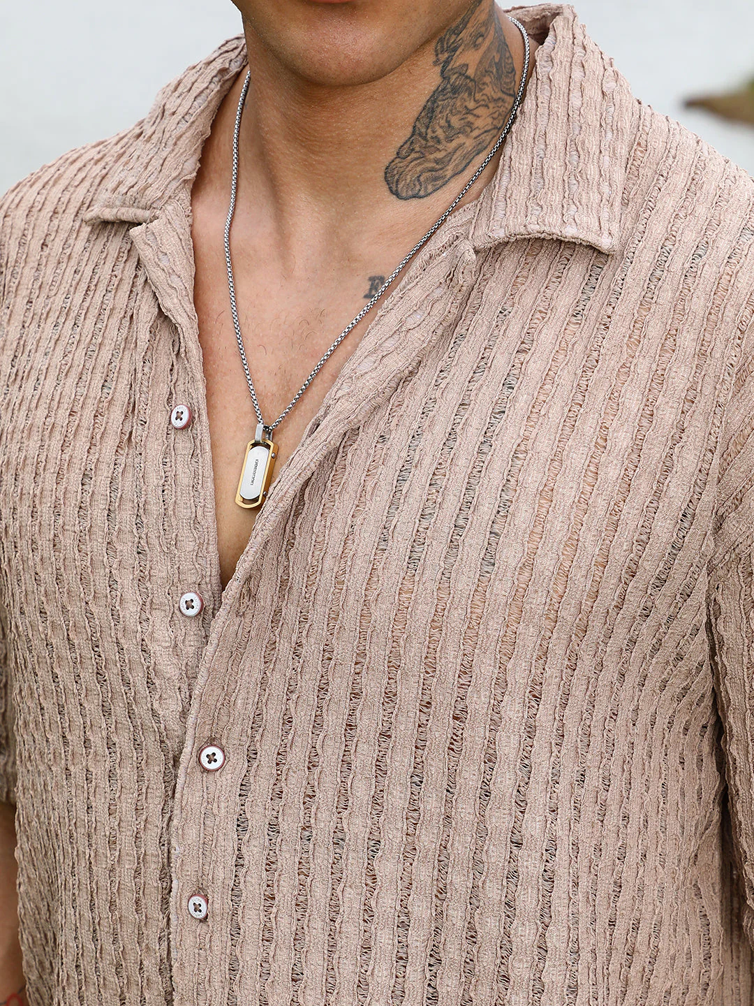 Striped Knit Oversized Shirt - Image 7