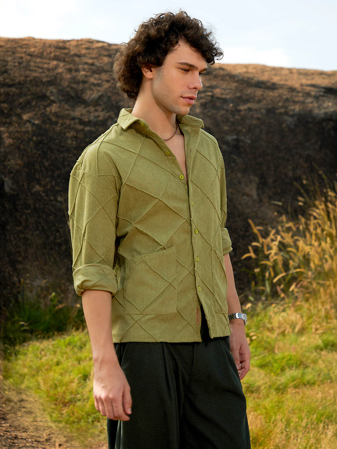 Grid-Corduroy Shirt - Image 3