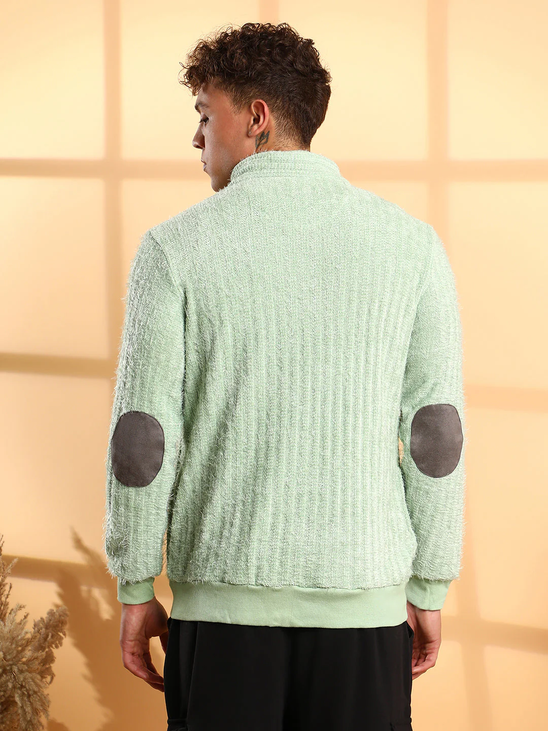 Self-Design Striped Knitted Jacket - Image 4