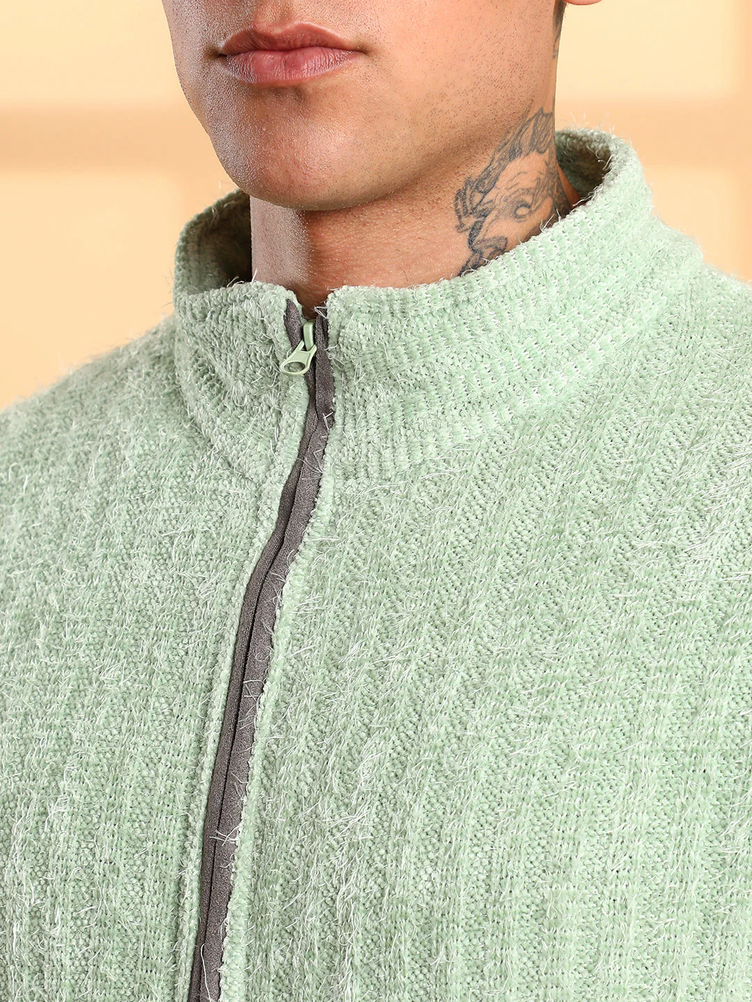 Self-Design Striped Knitted Jacket - Image 7