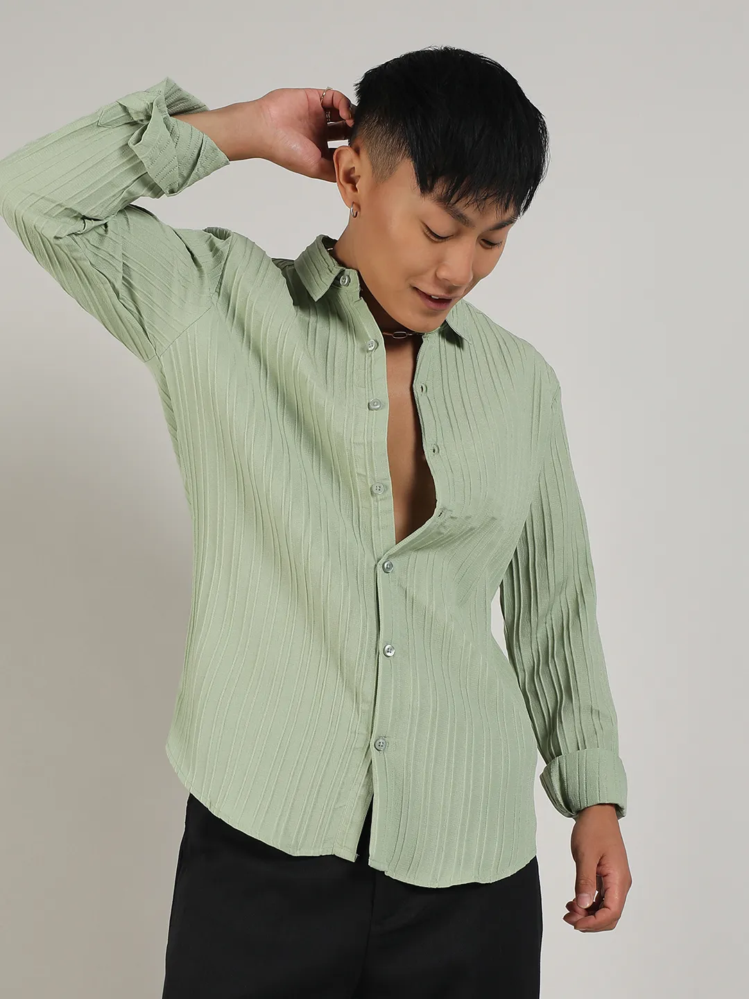 Self-Design Striped Shirt - Image 2