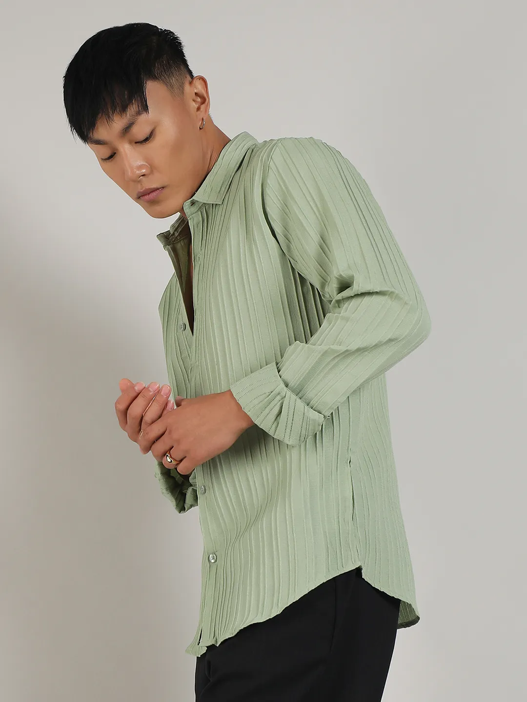 Self-Design Striped Shirt - Image 3