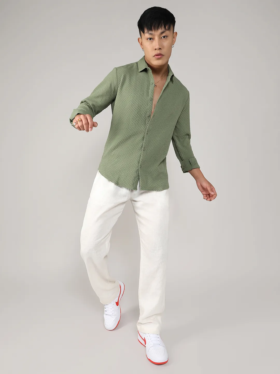 Textured Micro Buffalo Check Shirt - Image 5