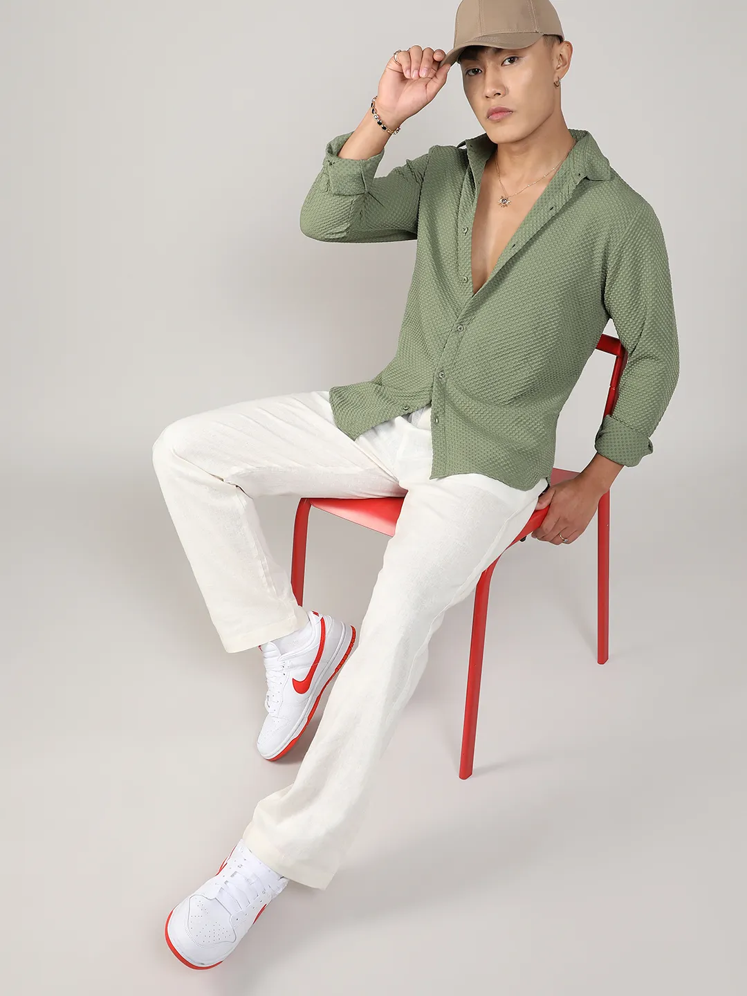 Textured Micro Buffalo Check Shirt - Image 6