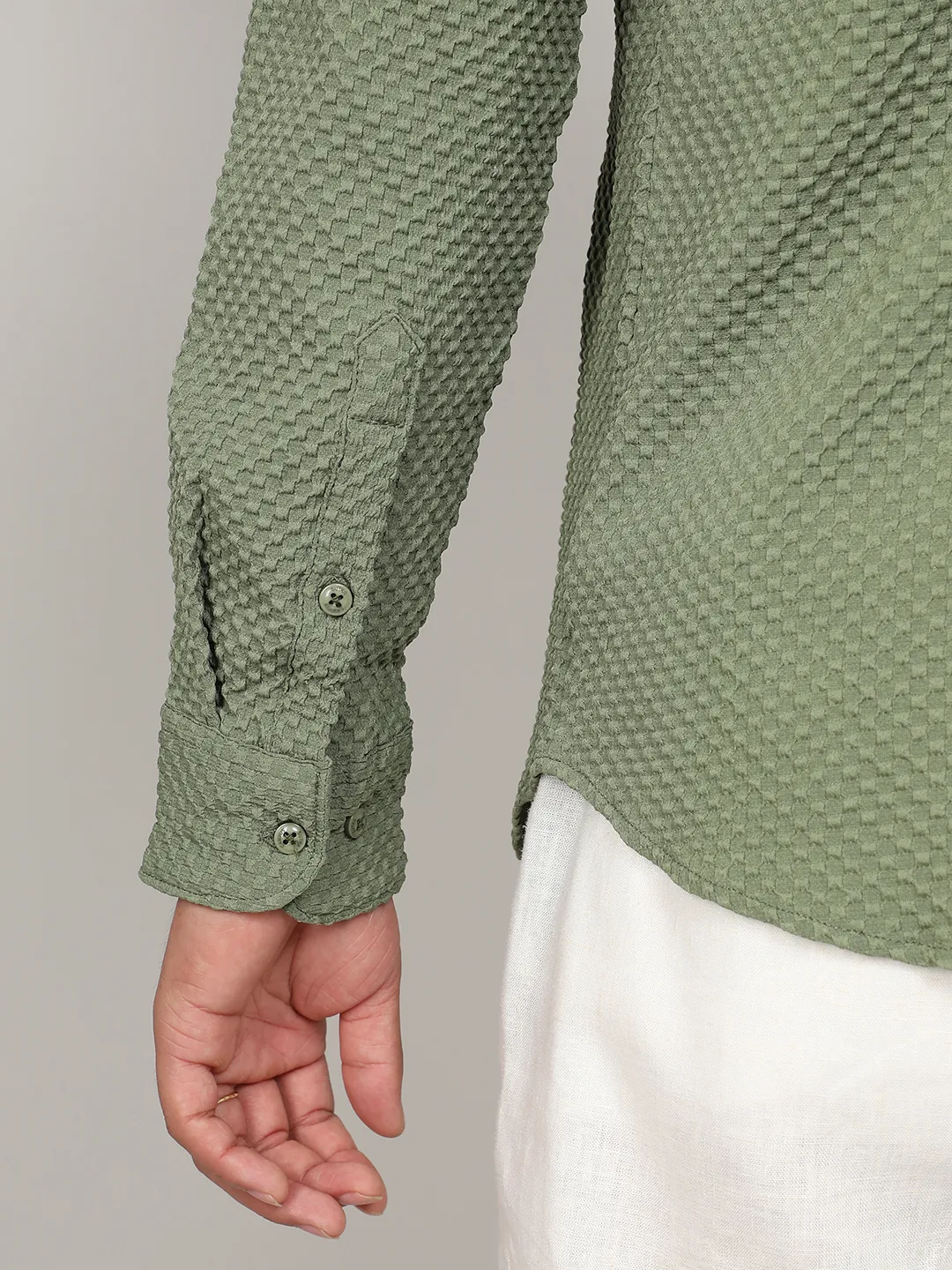 Textured Micro Buffalo Check Shirt - Image 8