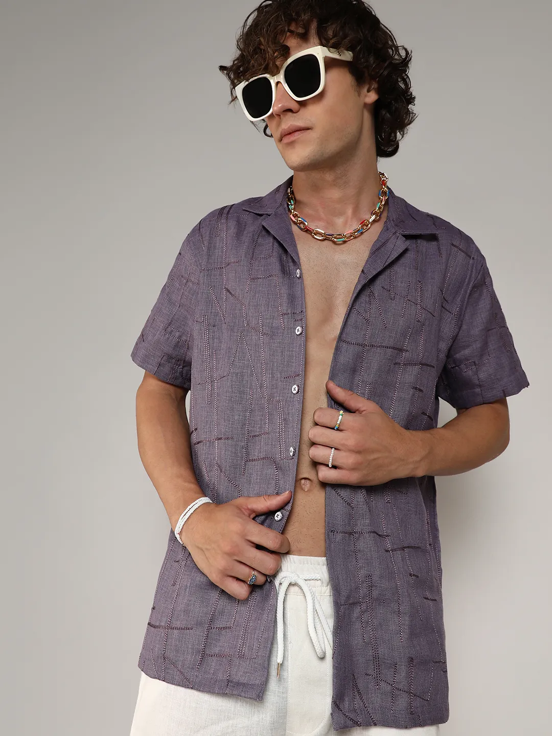 Embroidered Heathered Shirt - Image 4