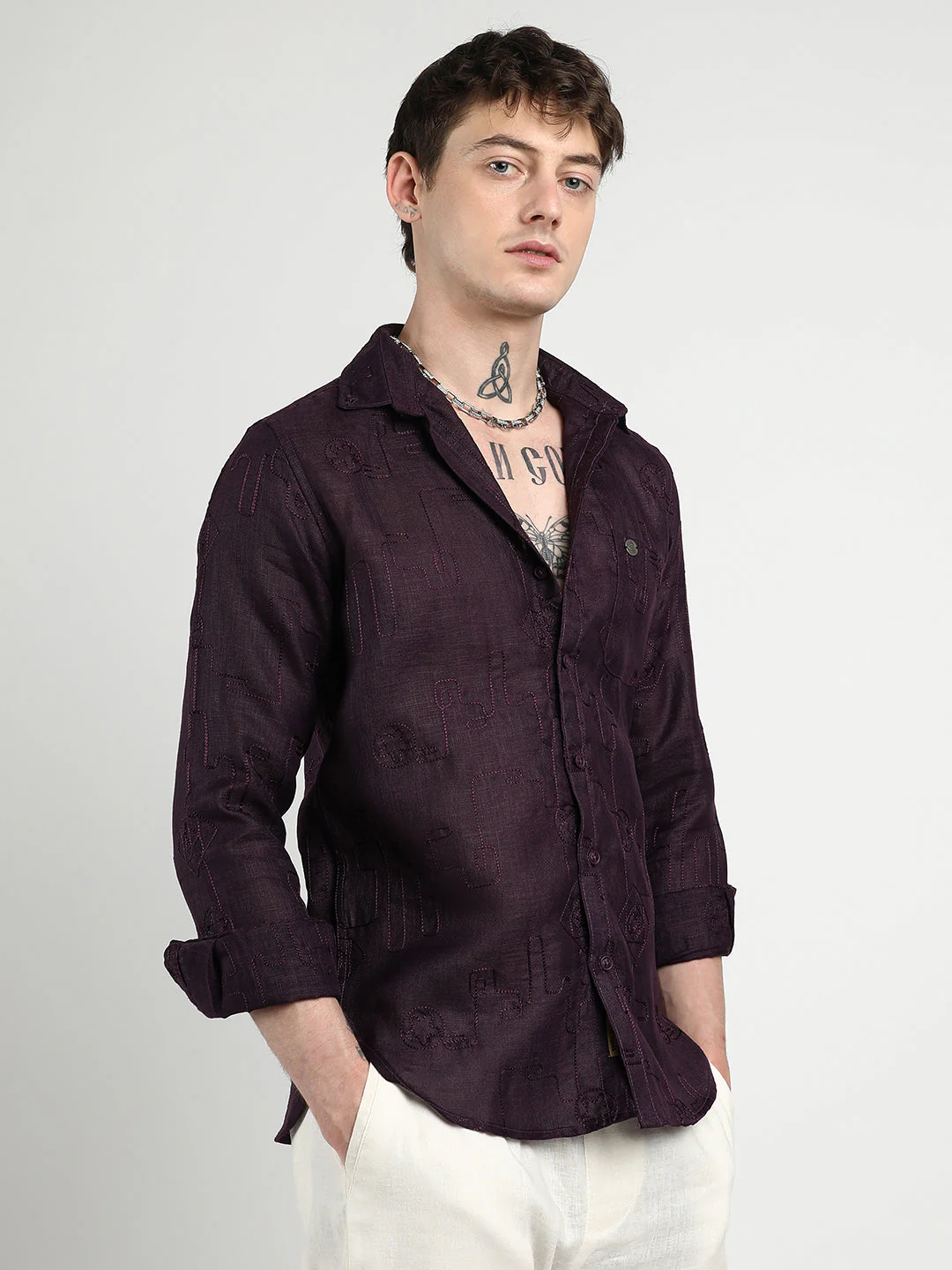 Embroidered One-Lined Shirt - Image 3