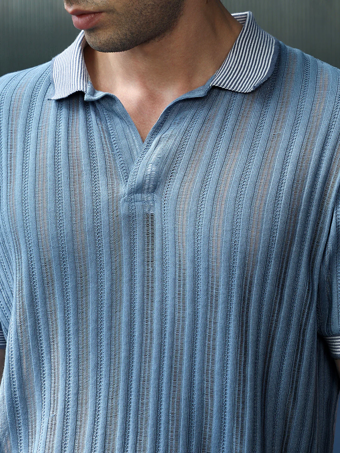 Panel Jacquard-Knit Polo T-Shirt - Image 7