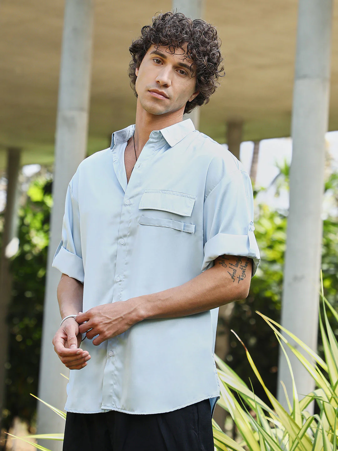 Satin-Utility Oversized Shirt - Image 3
