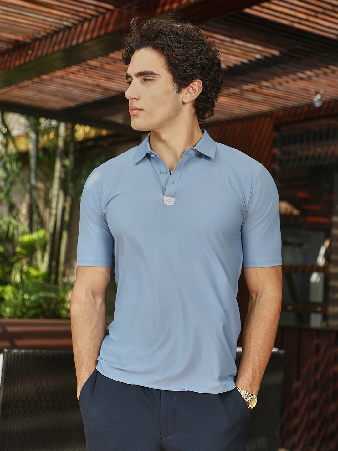 Seamless Solid Polo T-Shirt - Image 3