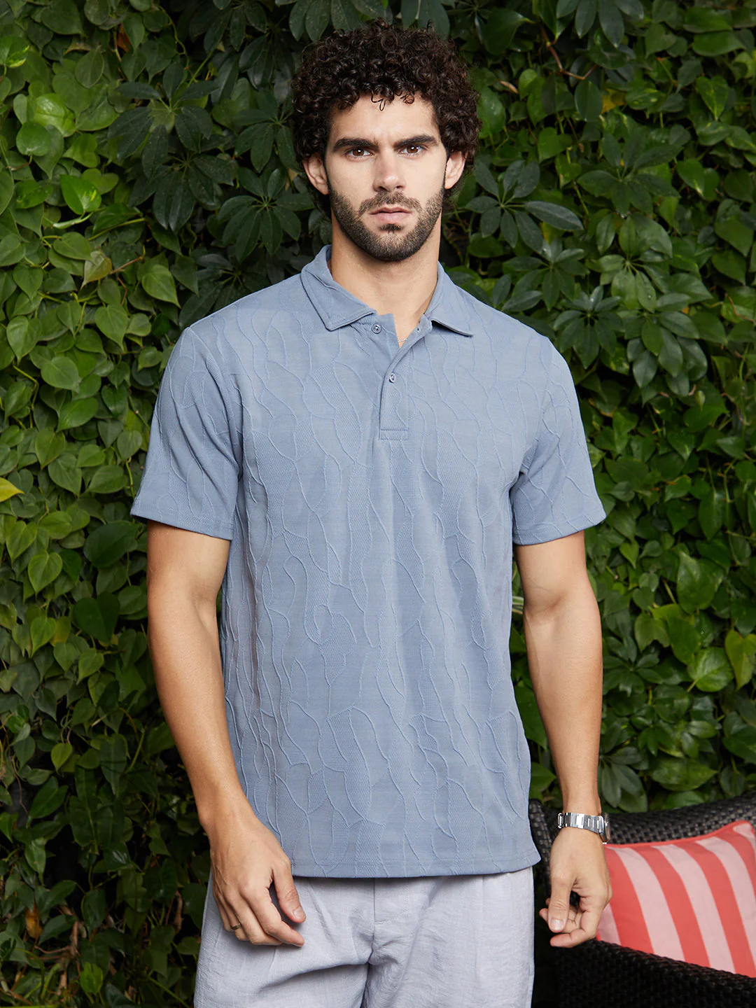 Veined-Tactile Polo T-Shirt - Image 2
