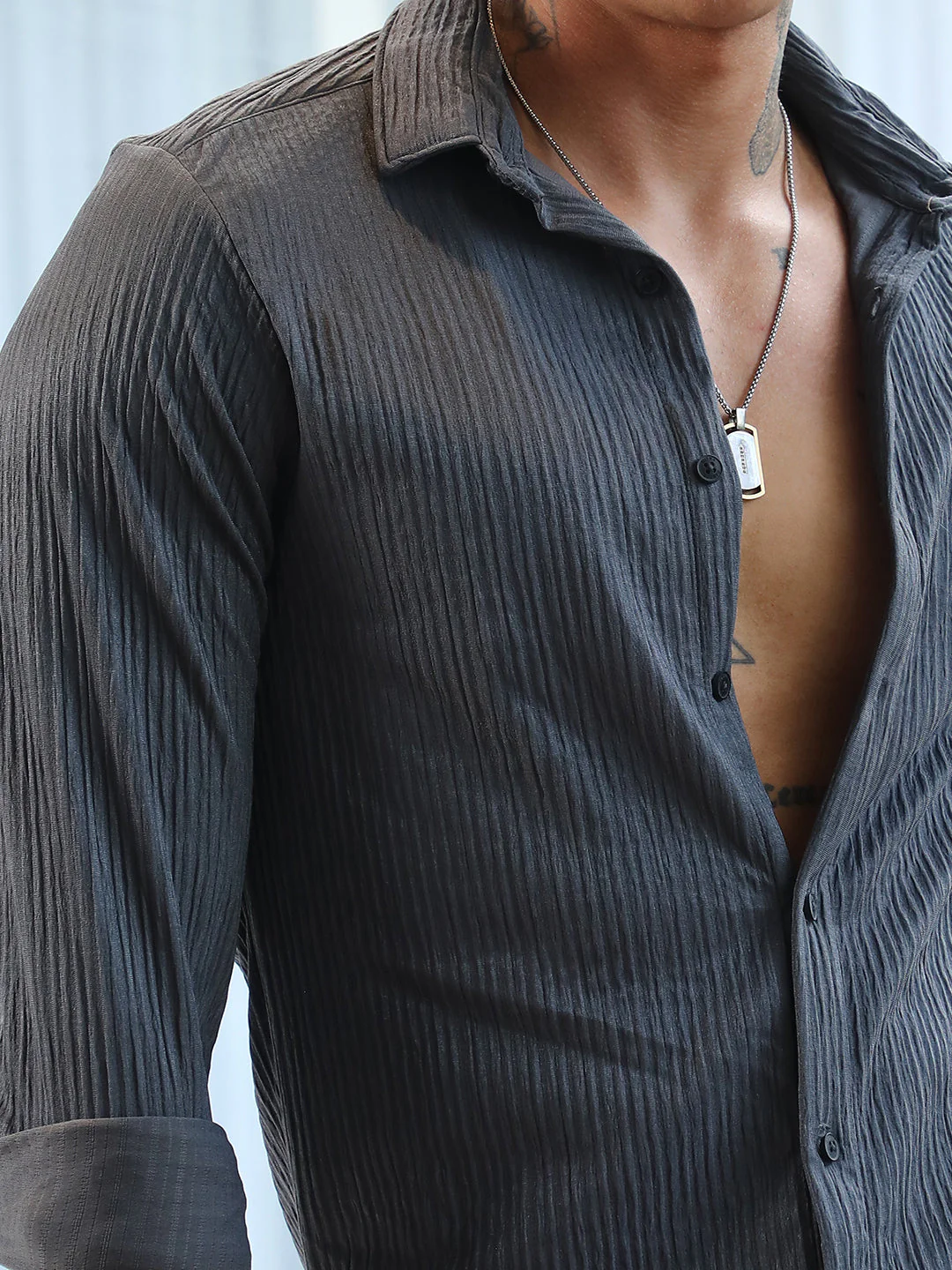 Solid Creased Shirt - Image 7