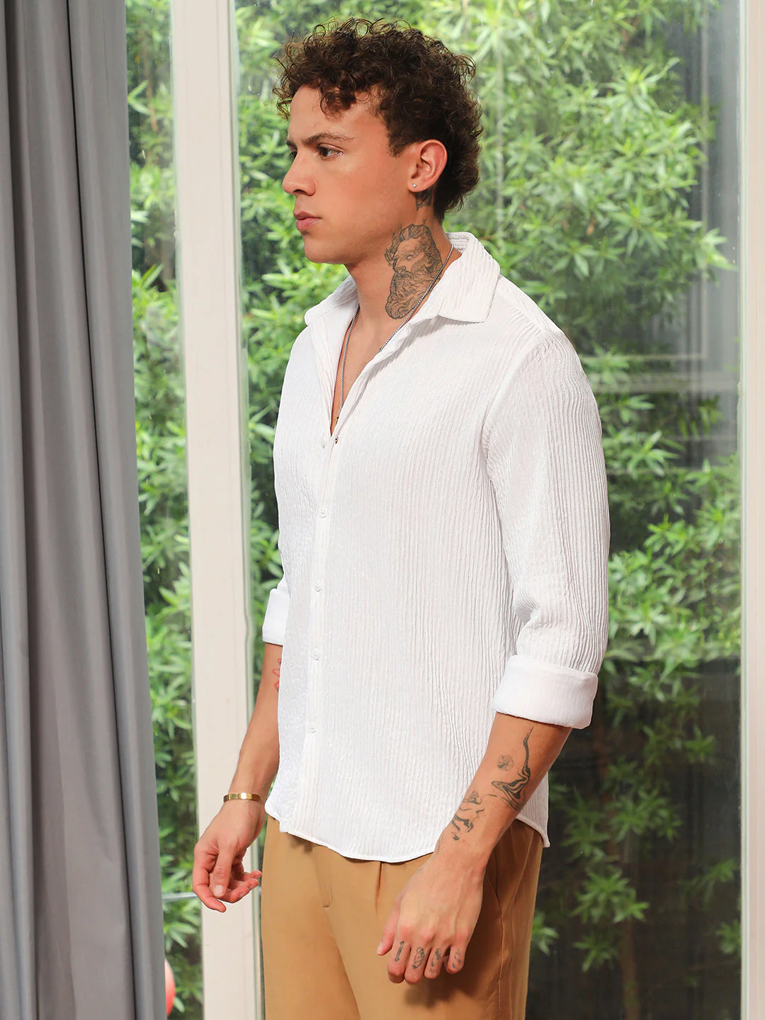 Solid Creased Shirt - Image 3