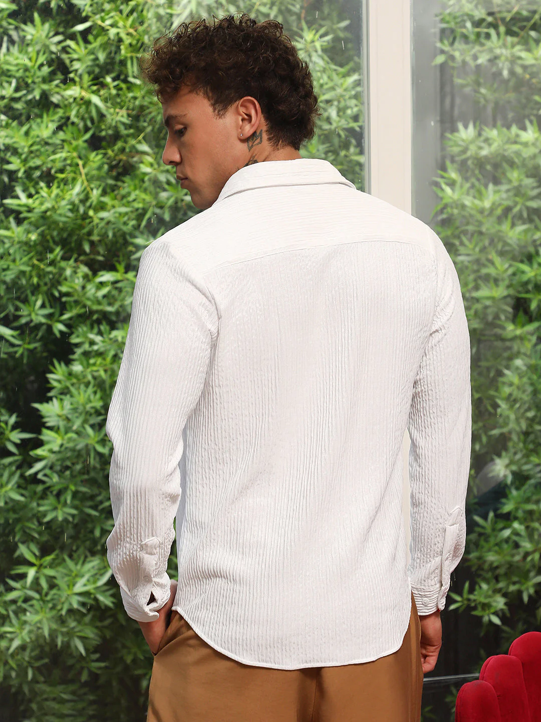 Solid Creased Shirt - Image 4