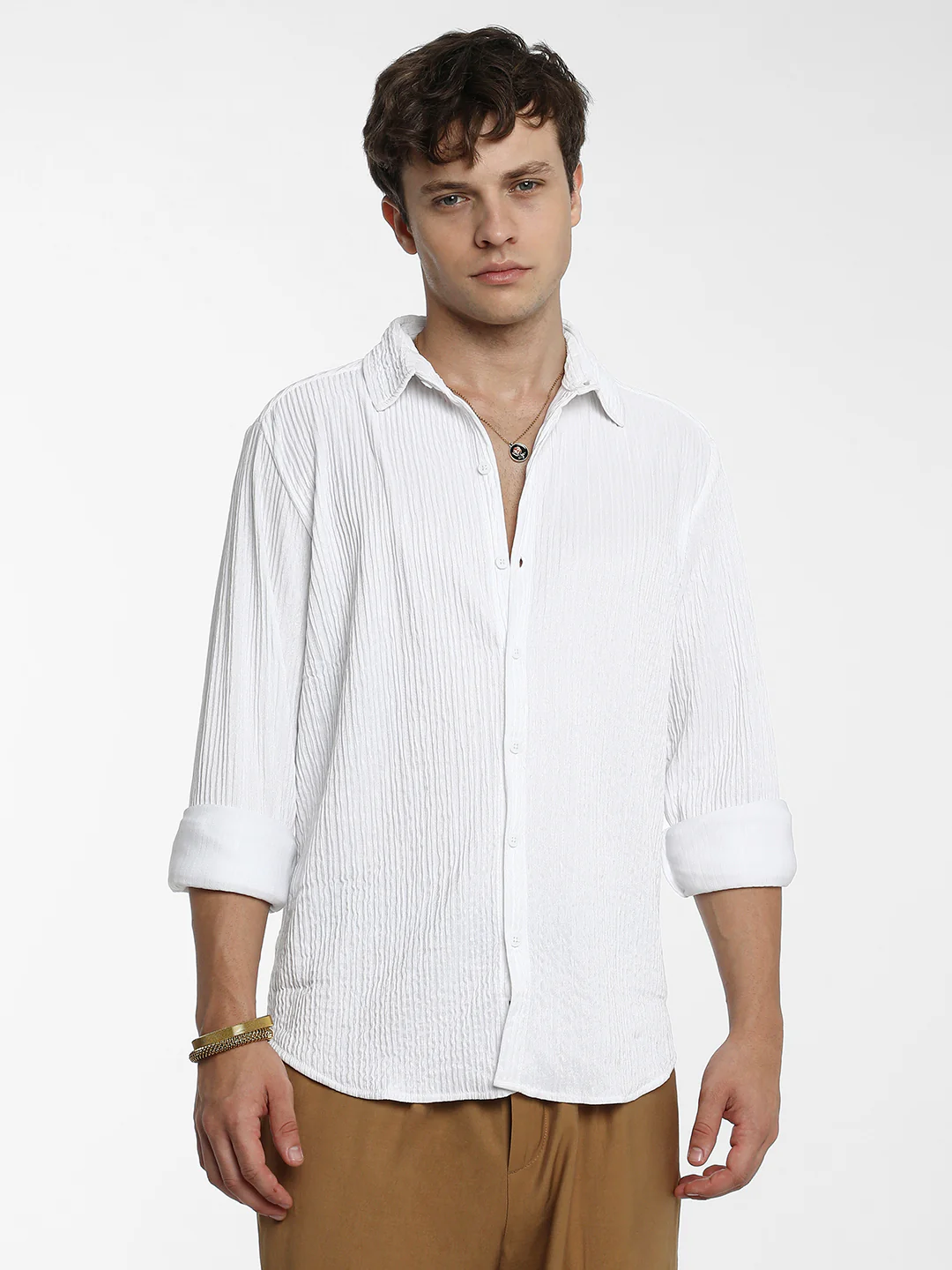 Solid Creased Shirt - Image 9