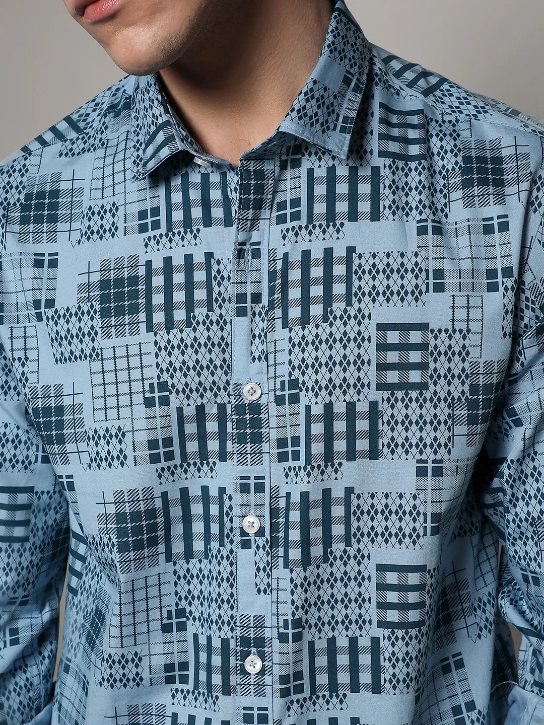 Arygle Checkered Block Shirt - Image 7