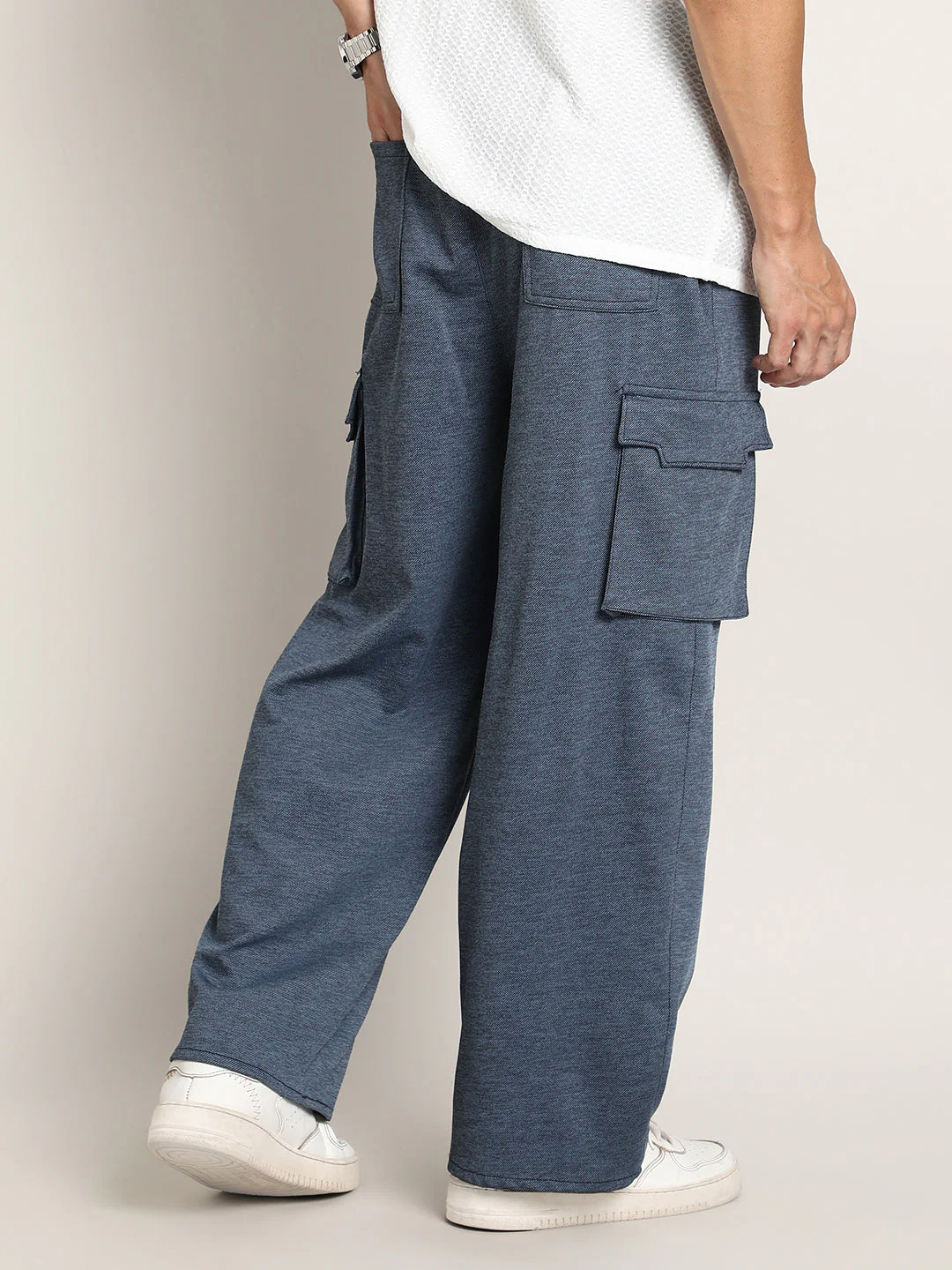 Heathered-Relaxed Cargo Trousers - Image 4