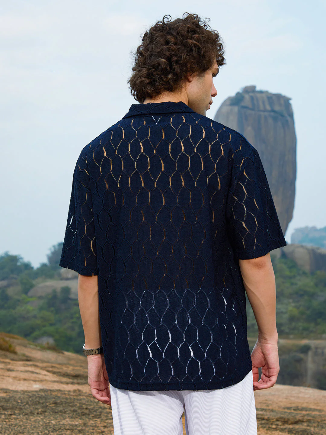 Honeycomb-Knit Polo T-Shirt - Image 4