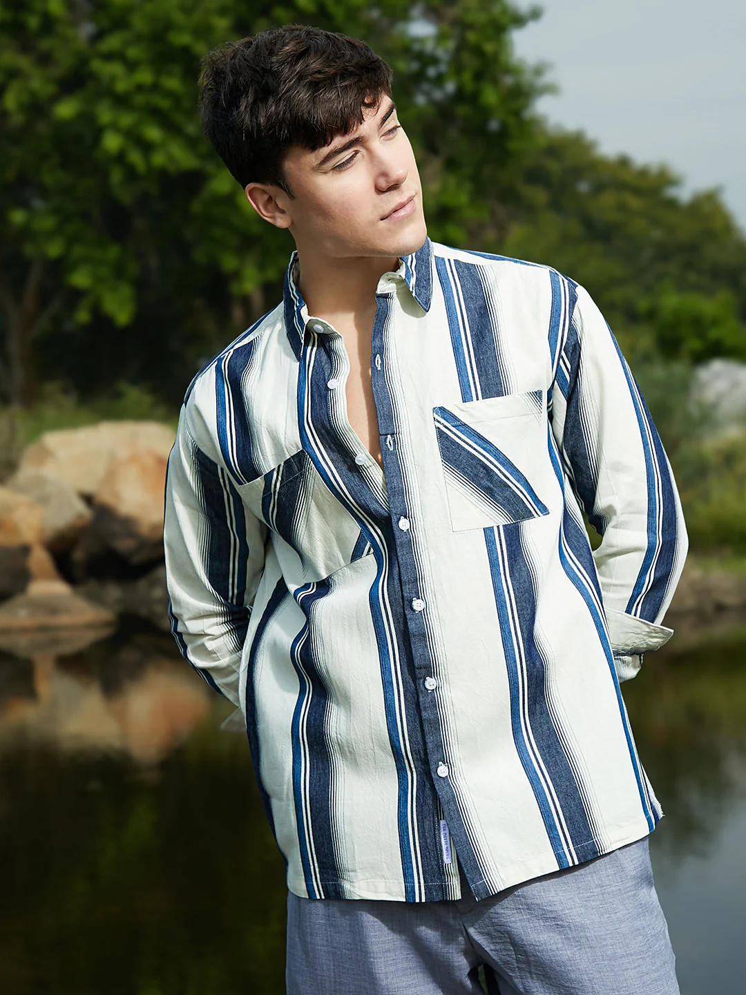 Shadow-Striped Oversized Shirt - Image 2