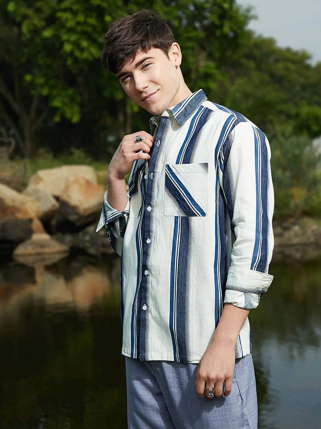 Shadow-Striped Oversized Shirt - Image 3
