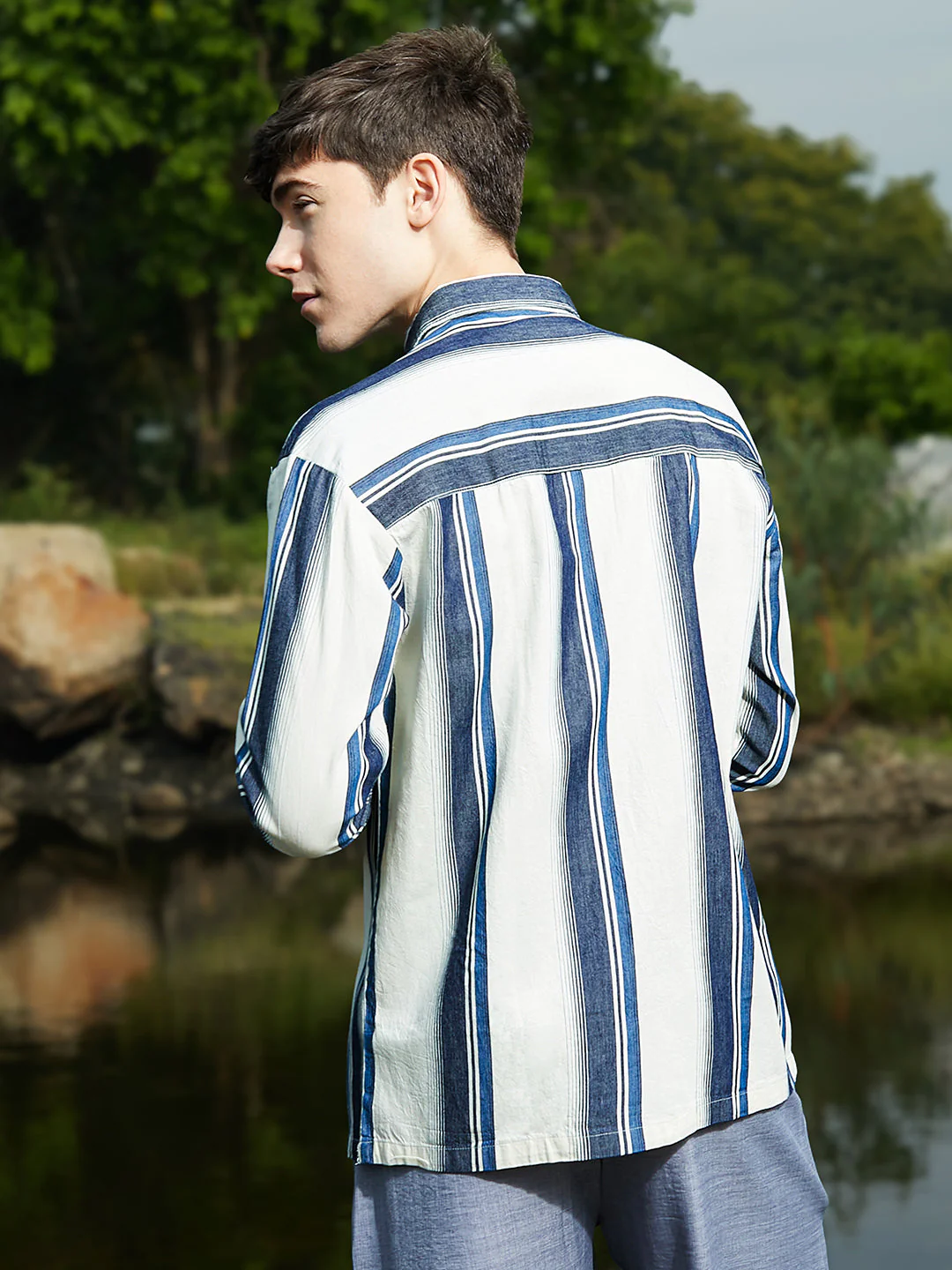 Shadow-Striped Oversized Shirt - Image 4