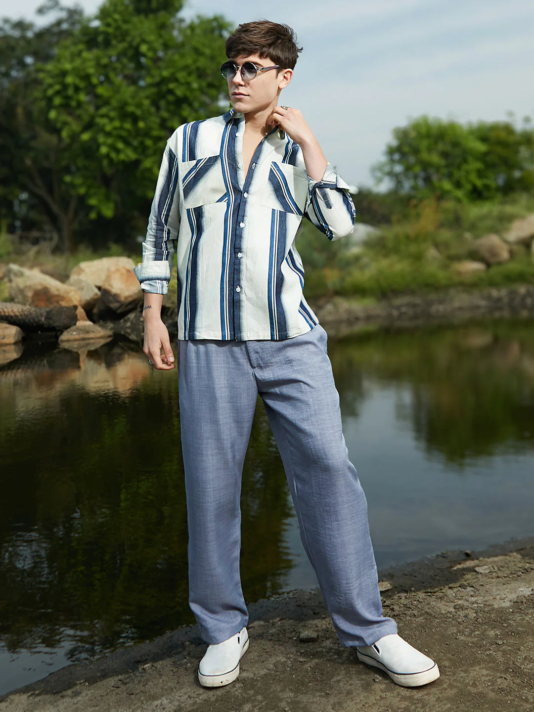 Shadow-Striped Oversized Shirt - Image 6