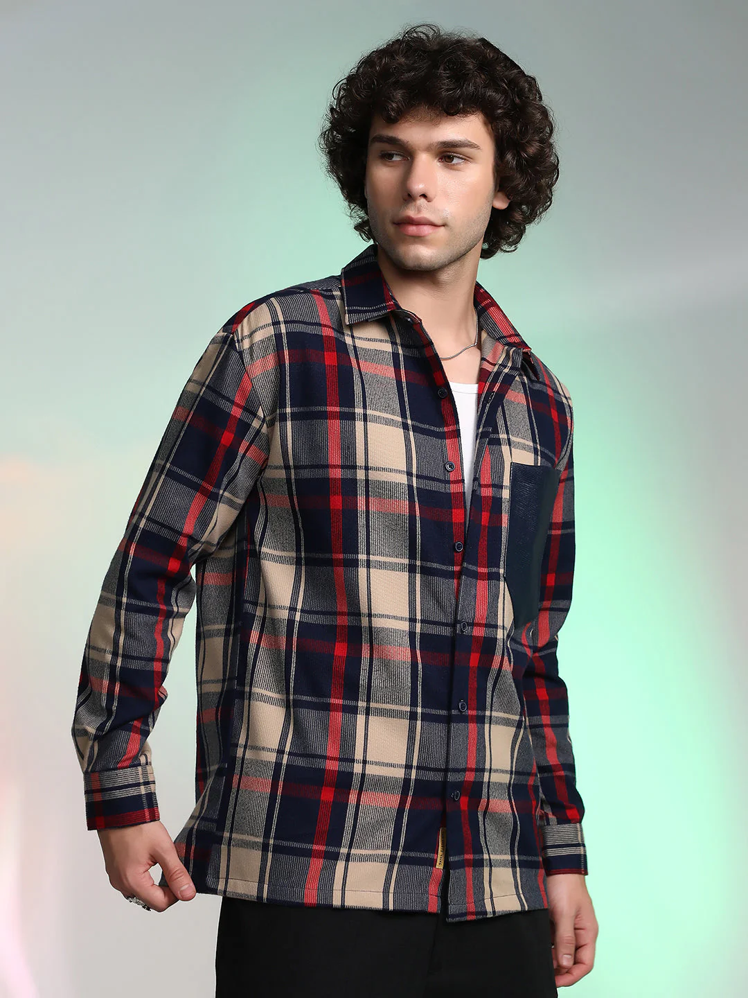 Plaid-Block Oversized Shirt - Image 3