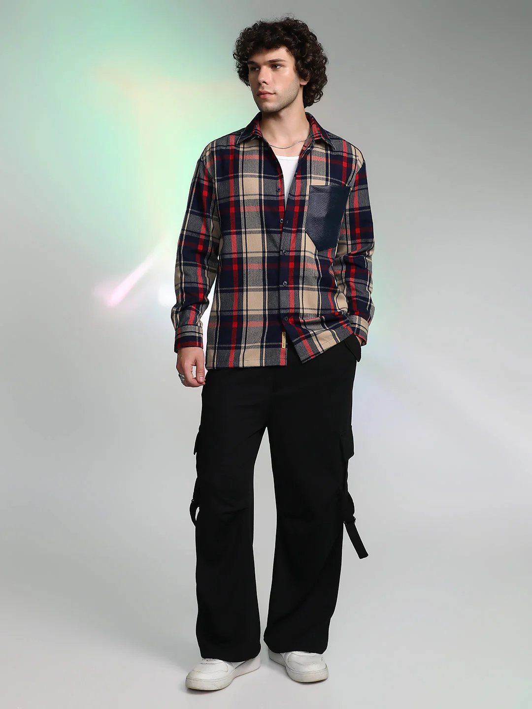 Plaid-Block Oversized Shirt - Image 5