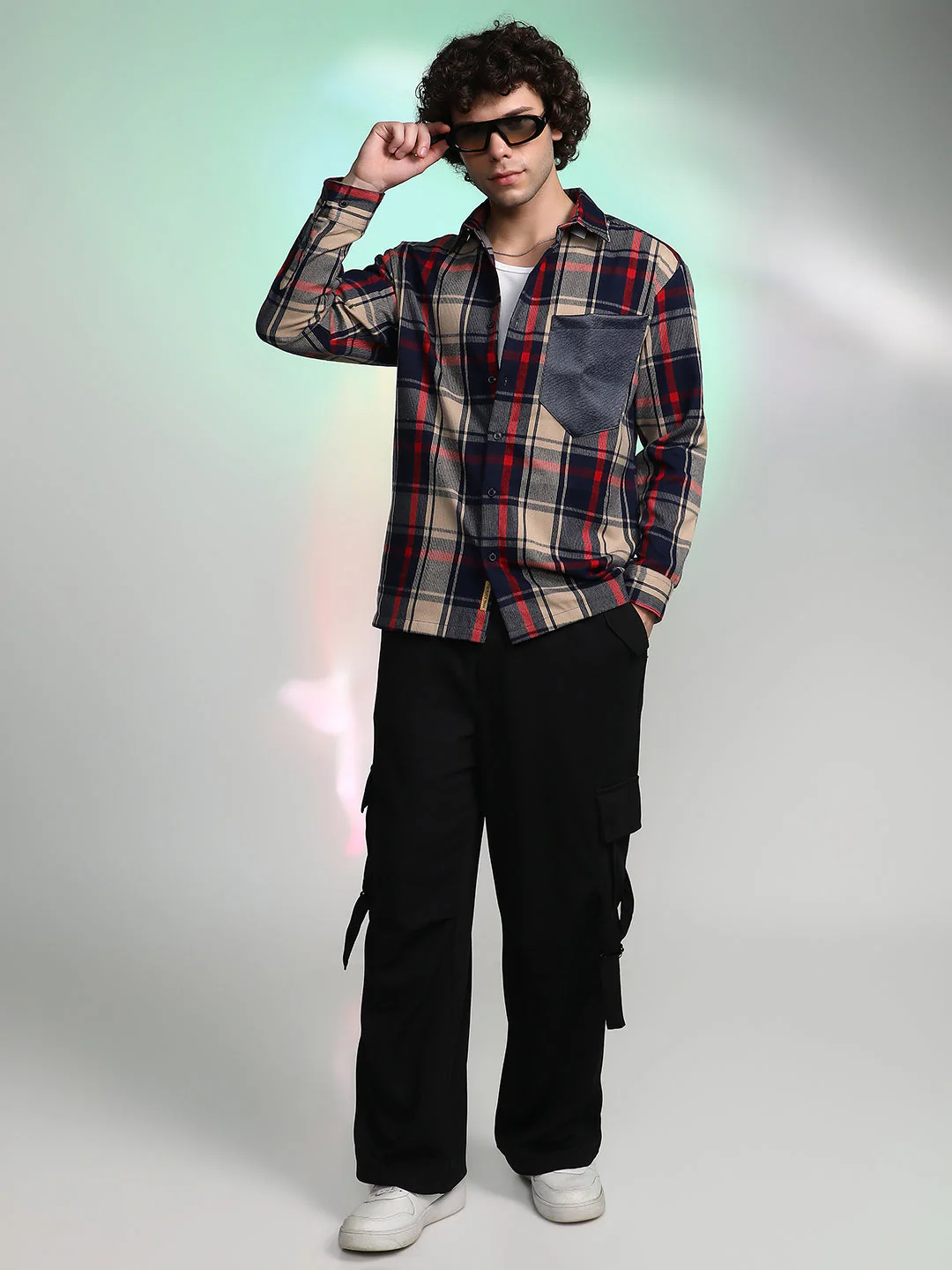 Plaid-Block Oversized Shirt - Image 6