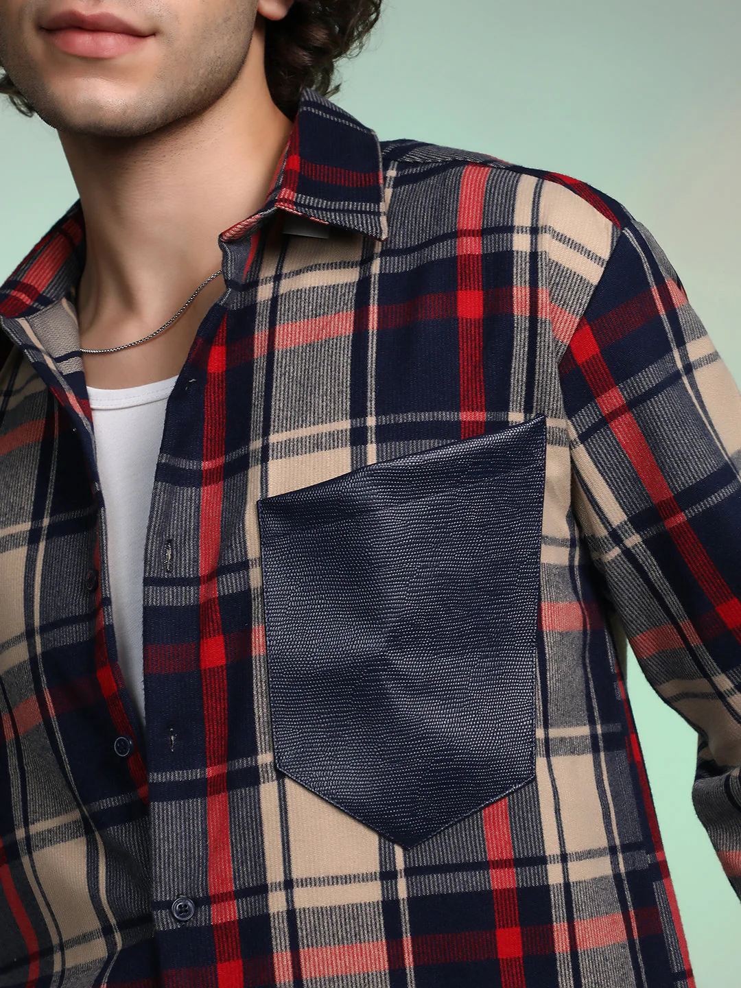 Plaid-Block Oversized Shirt - Image 7