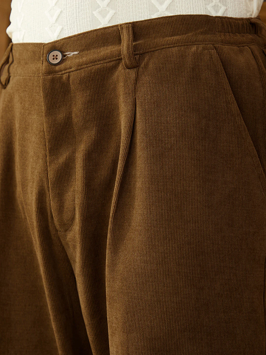 Corduroy Pleated Trousers - Image 7