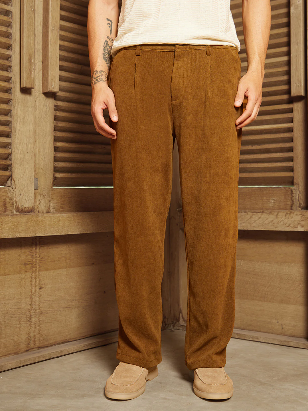 Corduroy Pleated Trousers - Image 9