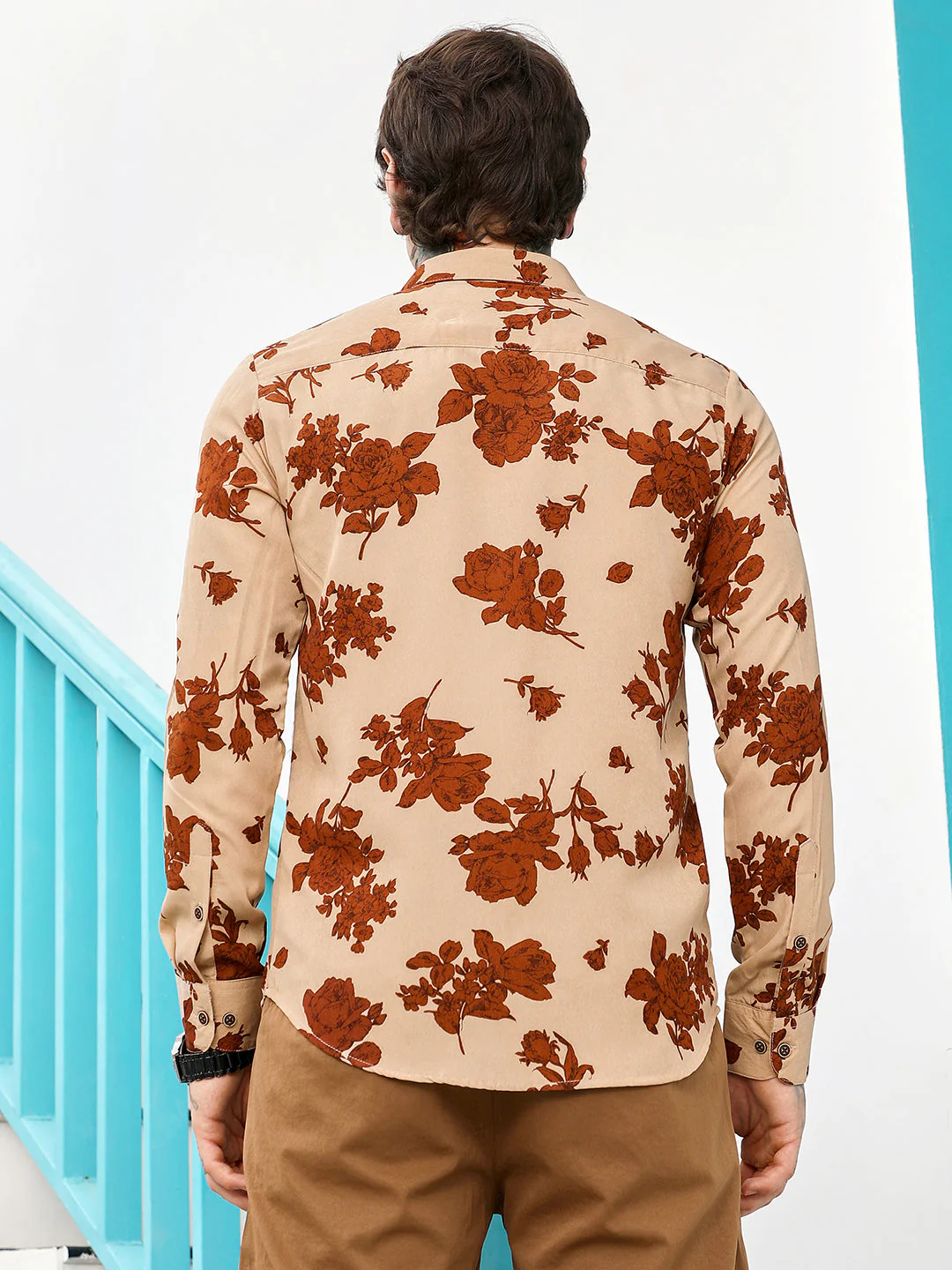 Contrast-Roses Imprint Shirt - Image 4