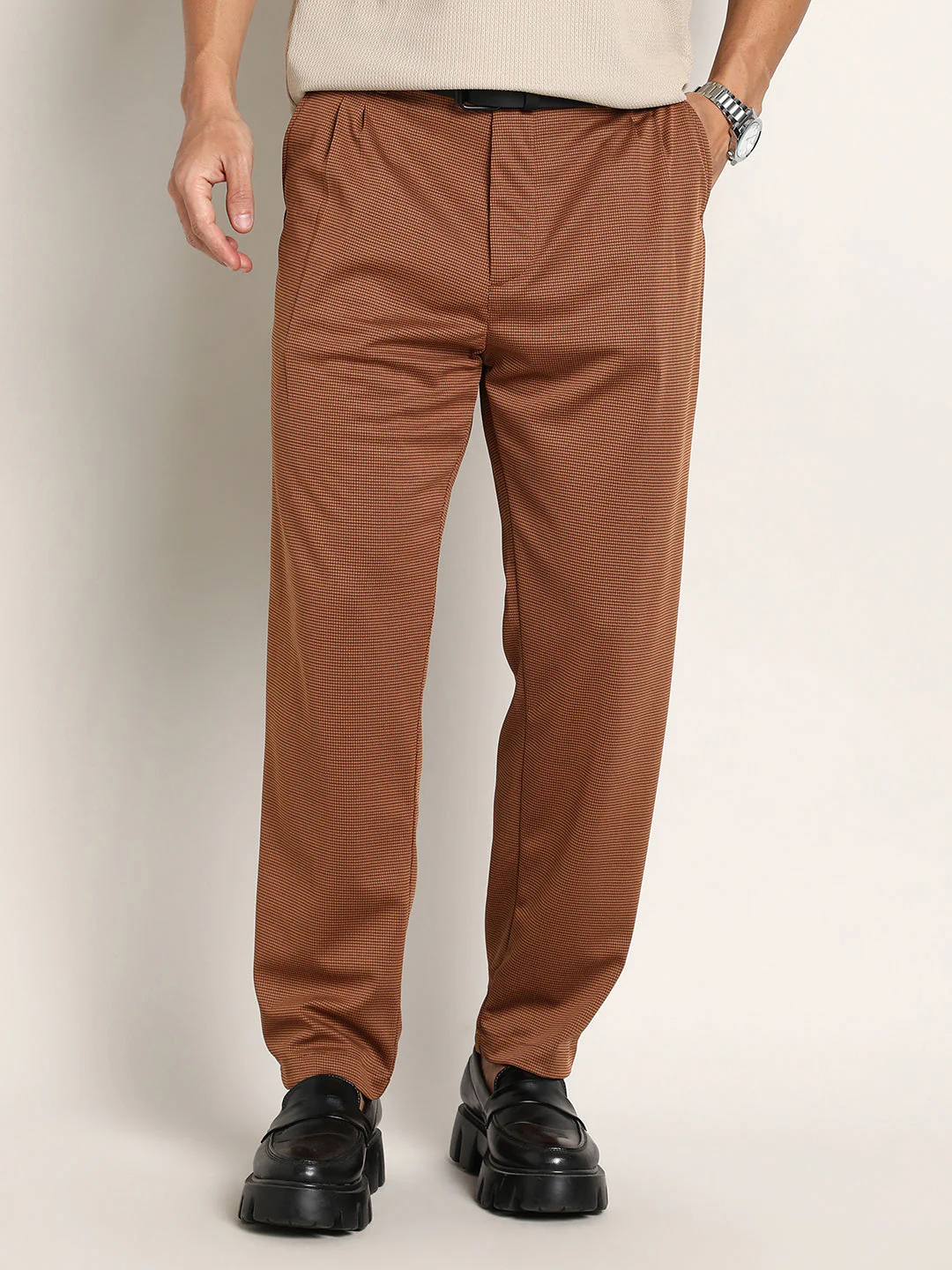 Lightweight - Micro-Check Chino Trousers - Image 2